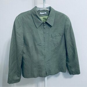 J. London Blazer Jacket Women's‎ Long Sleeve Full Zip Linen Blend Green Size 8